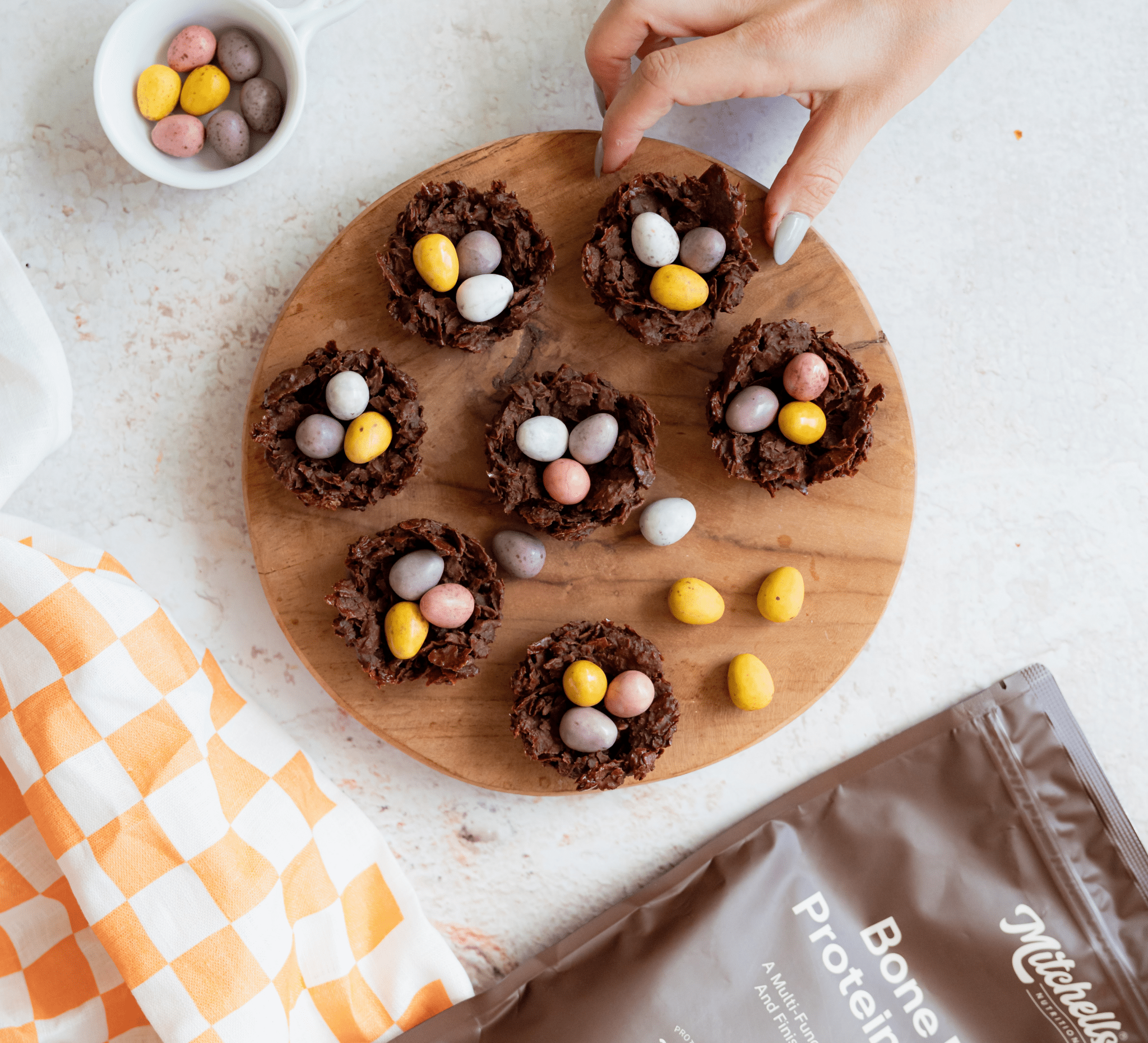 Chocolate Protein Easter Egg Nests