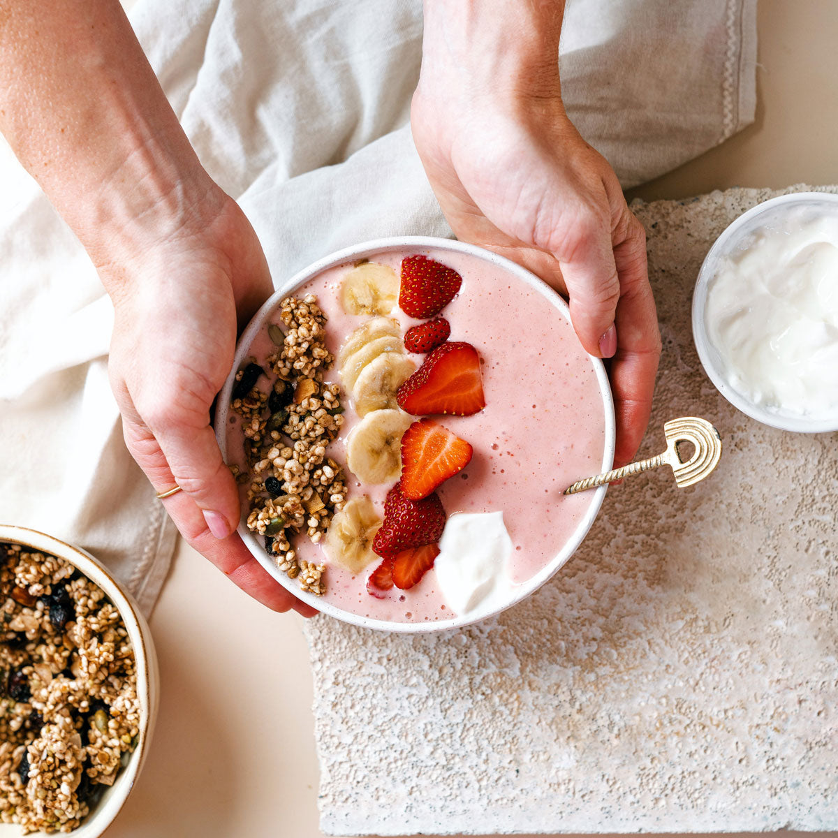 Mitchells Nutrition Bone Broth Real Strawberry Protein Powder - Smoothie Bowl Recipe
