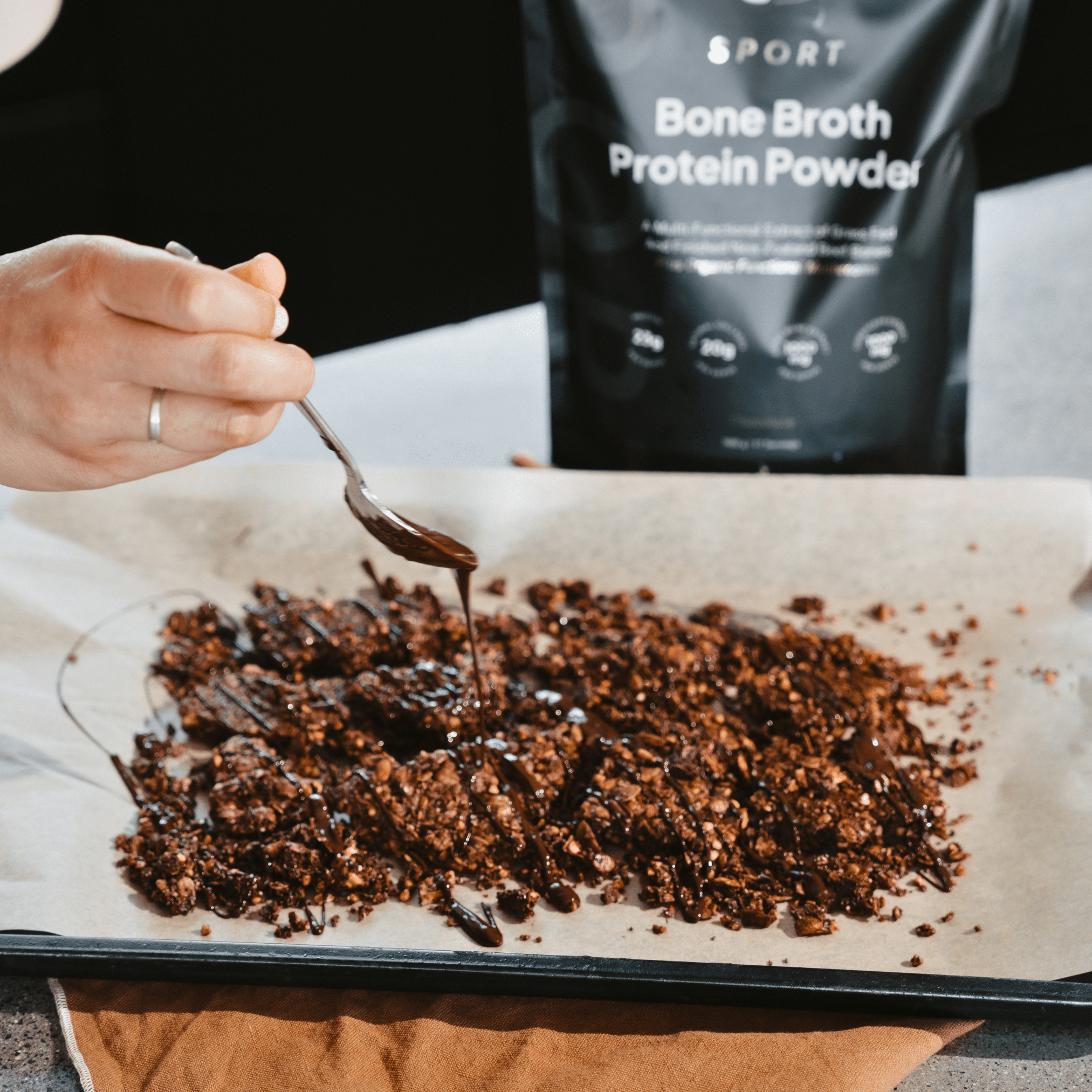 Chocolate Protein Granola Bark