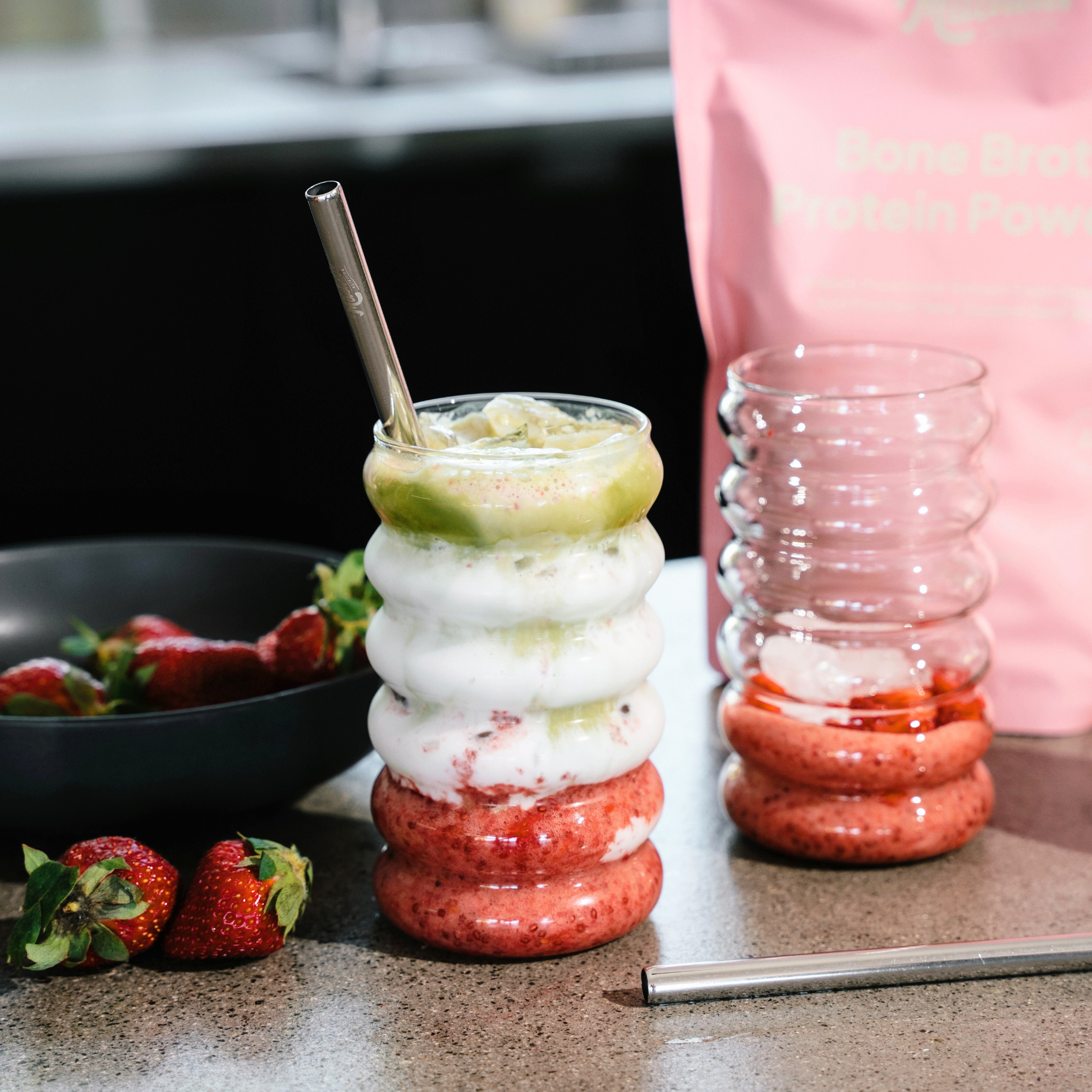 Iced Strawberry Matcha Latte