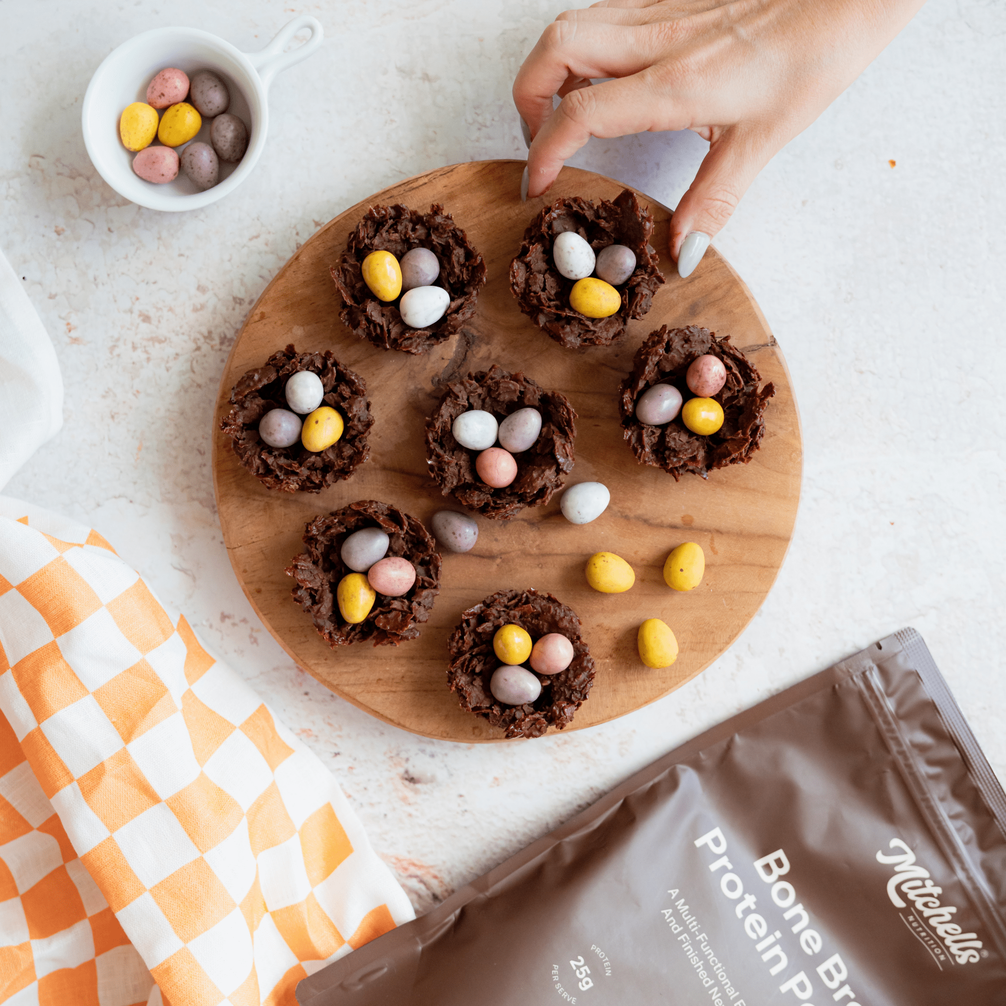 Chocolate Protein Easter Egg Nests