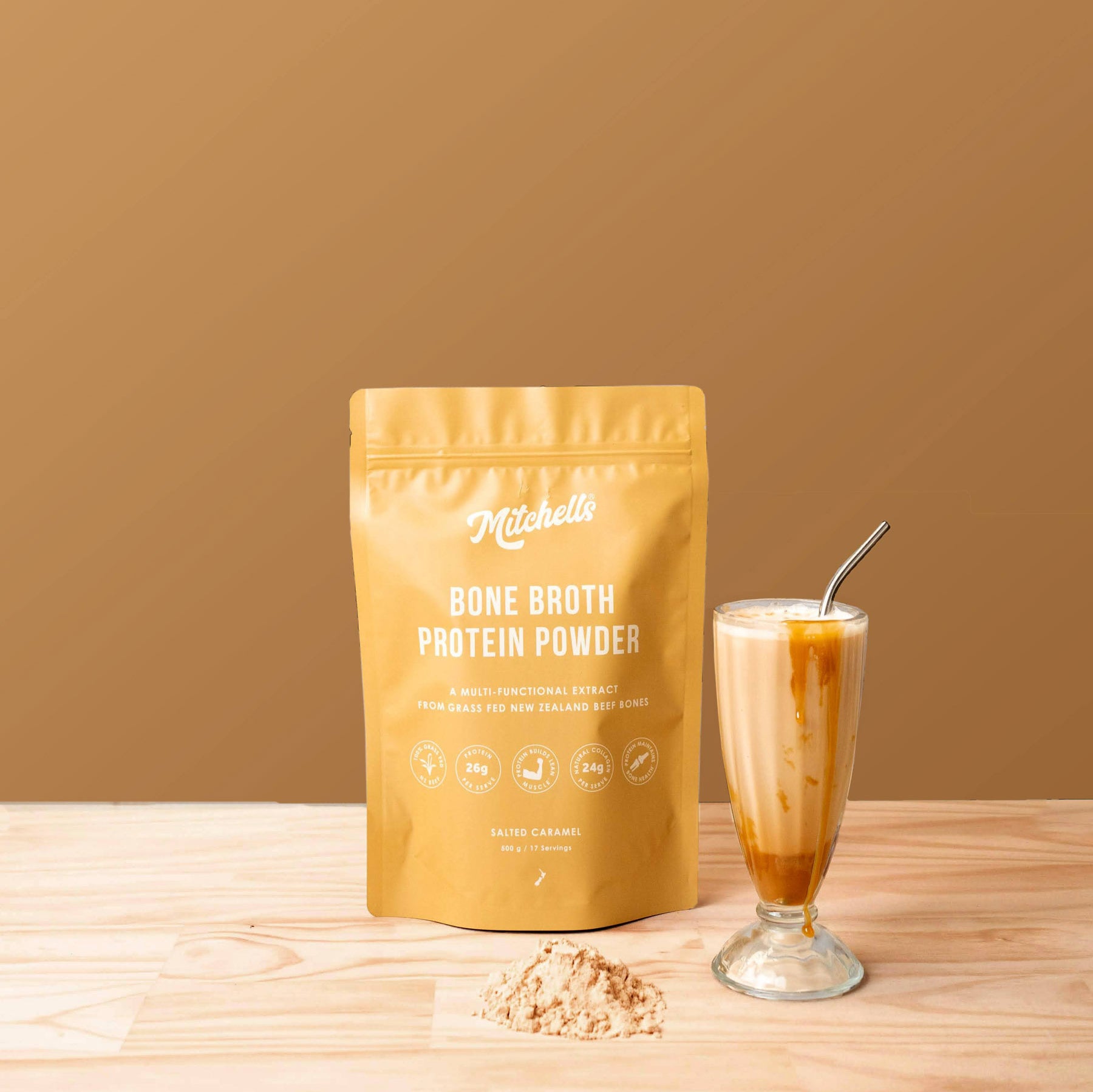 Bone Broth Protein Powder - Salted Caramel - Mitchells Nutrition