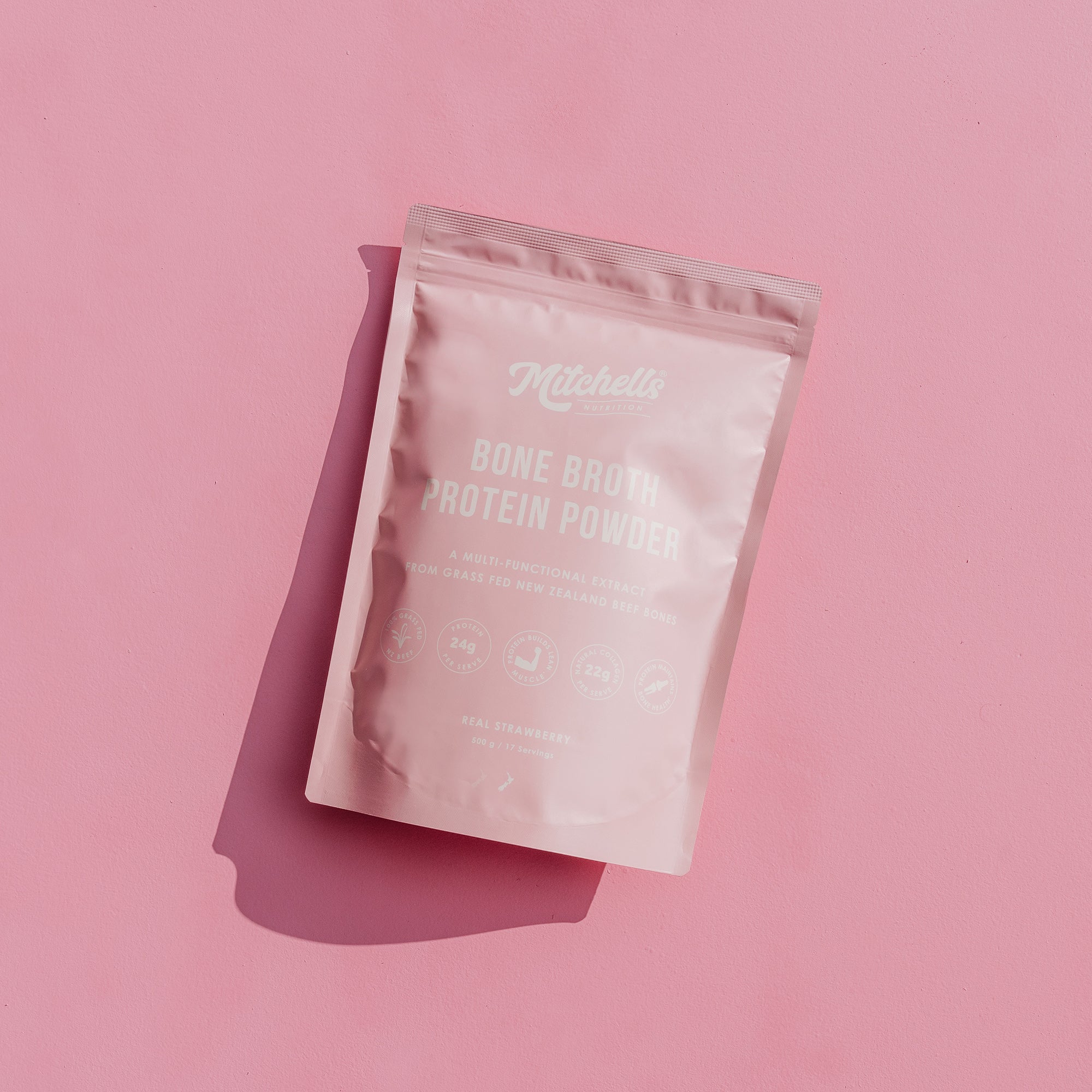 Bone Broth Protein Powder - Real Strawberry - Mitchells Nutrition