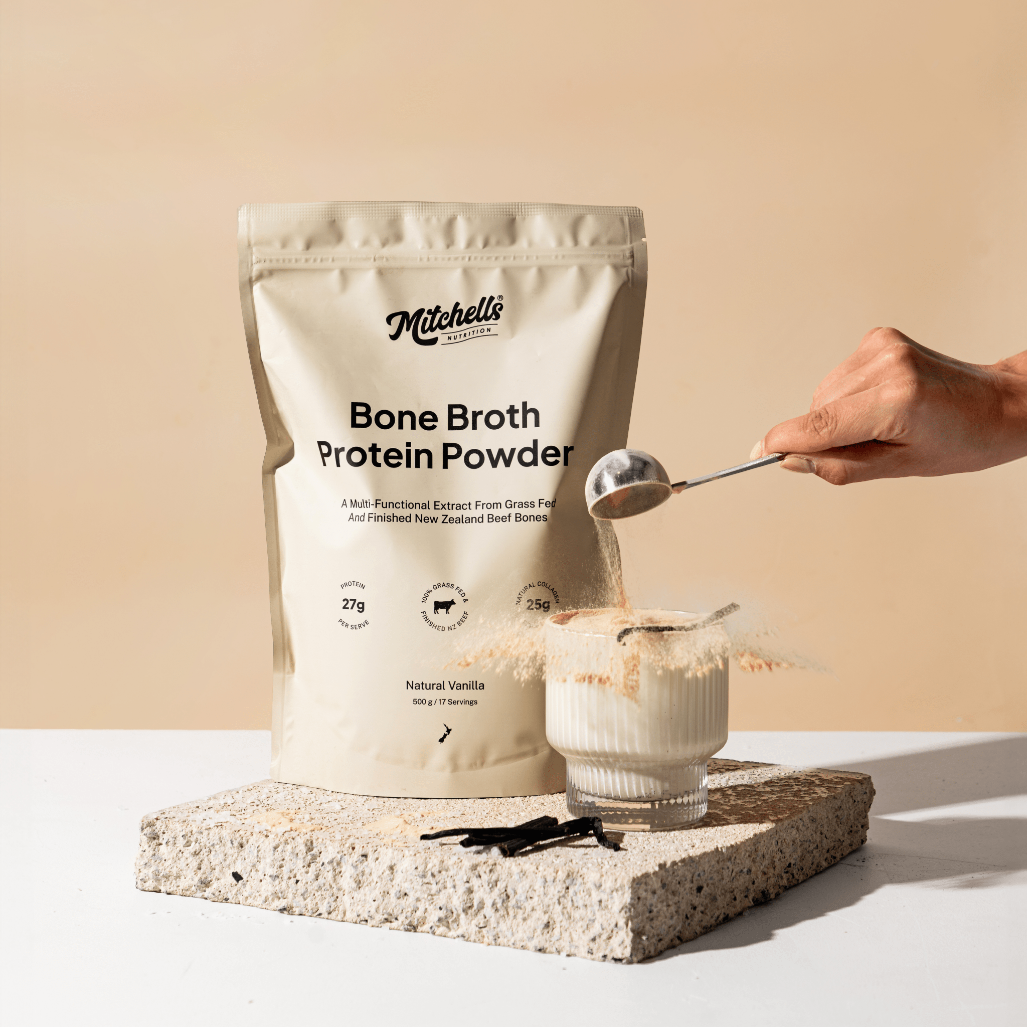 Bone Broth Protein Powder Vanilla - 500g - Mitchells Nutrition