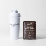 Premium Stainless Shaker - White - Mitchells Nutrition - Pair it with Chocolate Bone Broth Protein Powder